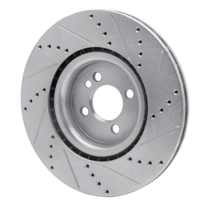 Mini Cooper Brake Rotor (1) - Front Left - R1 Concepts - Drilled & Slotted - Silver - 2013